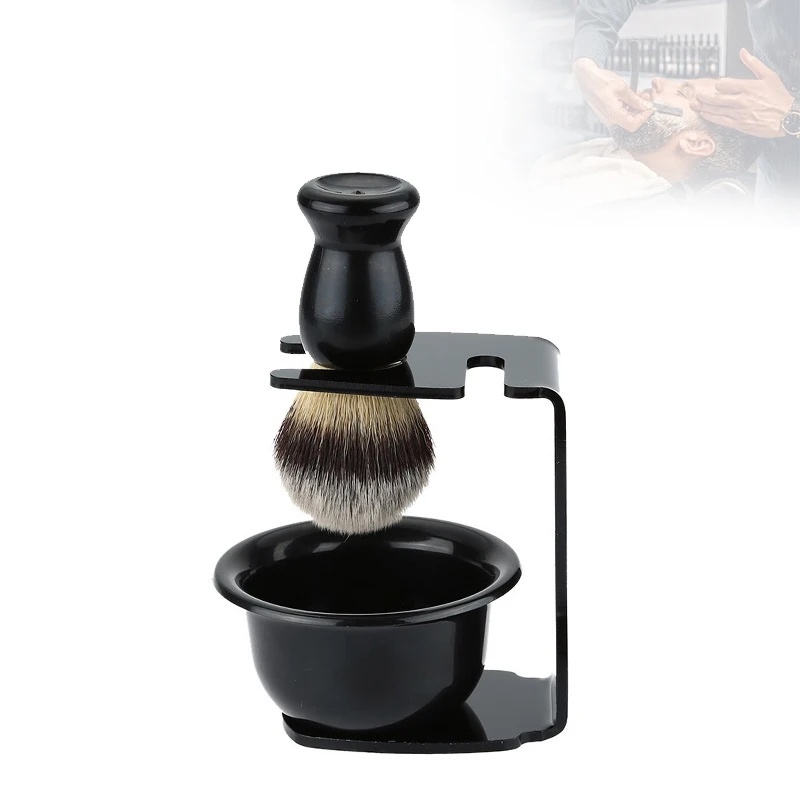 Mens Grooming Barber - Rasierpinsel und Schüssel mit Acryl-Ständer Schwarz