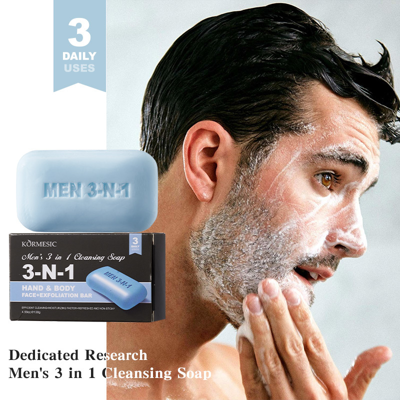Exfoliating Scrub Mens - 3-in-1 Reinigungsseife für Männer: Gesicht und